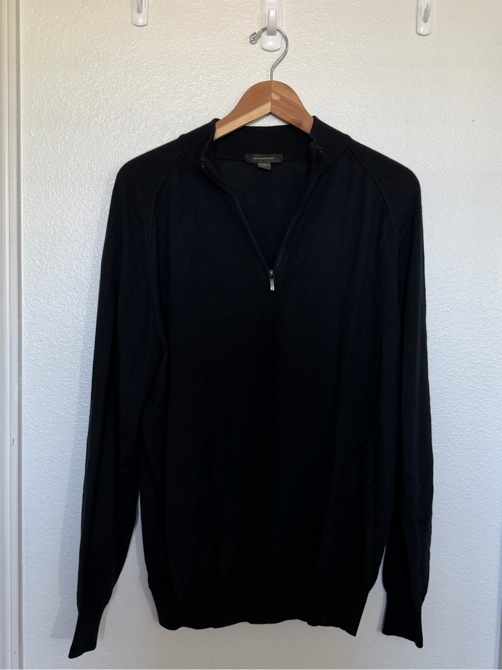 Ermenegildo Zegna Black Half-Zip Pullover Sweater